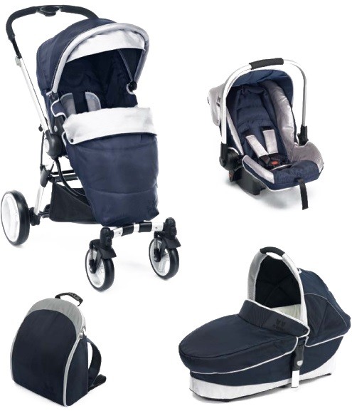 P4 Trio-blue 3-in-1 reversible pushchair