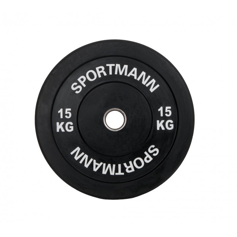 Weight Rubber Bumper Plate SPORTMANN - 15 kg / 51 mm - Black