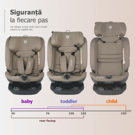 Scaun auto rotativ iSize Coccolle Velsa Taupe brown