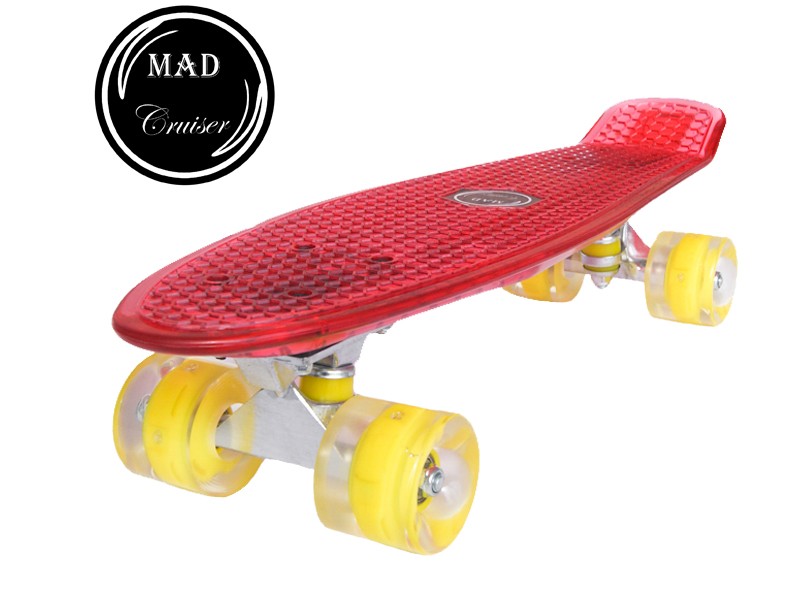 червен скейтборд Penny Mad Cruiser Full LED с лагери ABEC 7