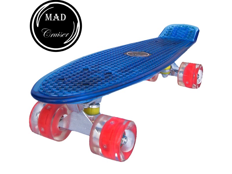 Син скейтборд Penny Mad Cruiser Full LED с лагери ABEC 7