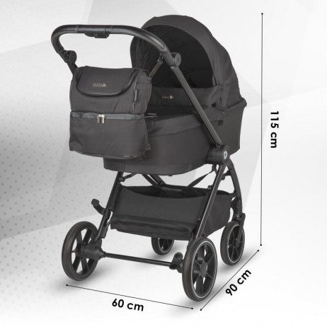 Carucior modular 4in1 Coccolle Serry Jet black cu Scoica auto iSize Coccolle Knox Black si Baza isofix iSize Coccolle Knox