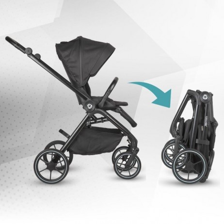 Carucior modular 4in1 Coccolle Serry Jet black cu Scoica auto iSize Coccolle Knox Black si Baza isofix iSize Coccolle Knox