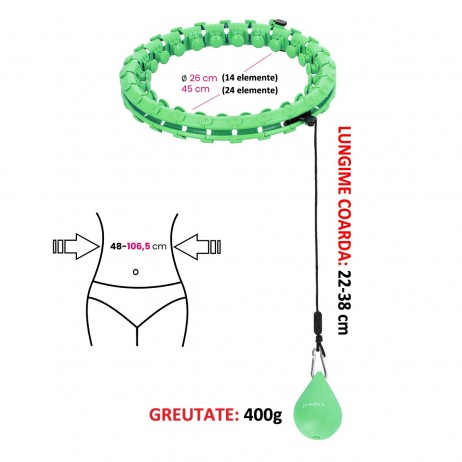 Set Cerc Hula Hoop cu Greutate HMS HHW01 si Centura Talie BR163