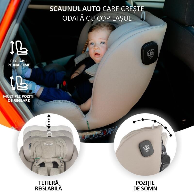Scaun auto rotativ cu isofix grupa 0-36 kg Coccolle Nova 2022 Moonlit Grey