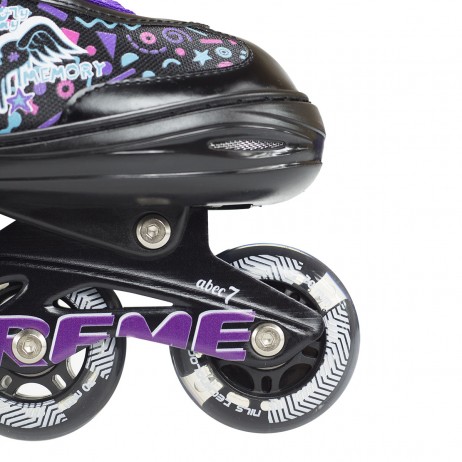 Role reglabile Nils Extreme NJ4613 cu roti LED- mov