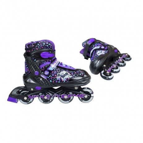 Role reglabile Nils Extreme NJ4613 cu roti LED- mov