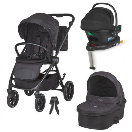 Carucior modular 4in1 Coccolle Serry Jet black cu Scoica auto iSize Coccolle Knox Black si Baza isofix iSize Coccolle Knox
