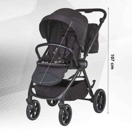 Carucior modular 4in1 Coccolle Serry Jet black cu Scoica auto iSize Coccolle Knox Black si Baza isofix iSize Coccolle Knox
