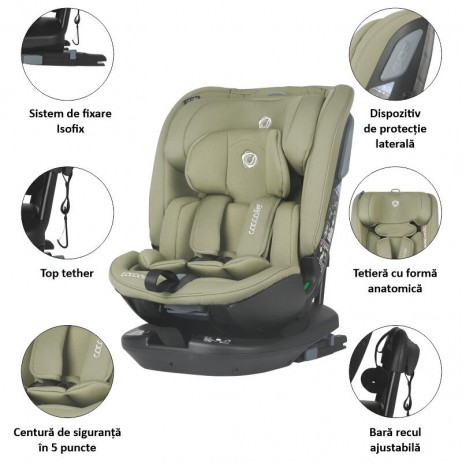 Scaun auto rotativ iSize 40-150 cm Coccolle Velsa Moss green